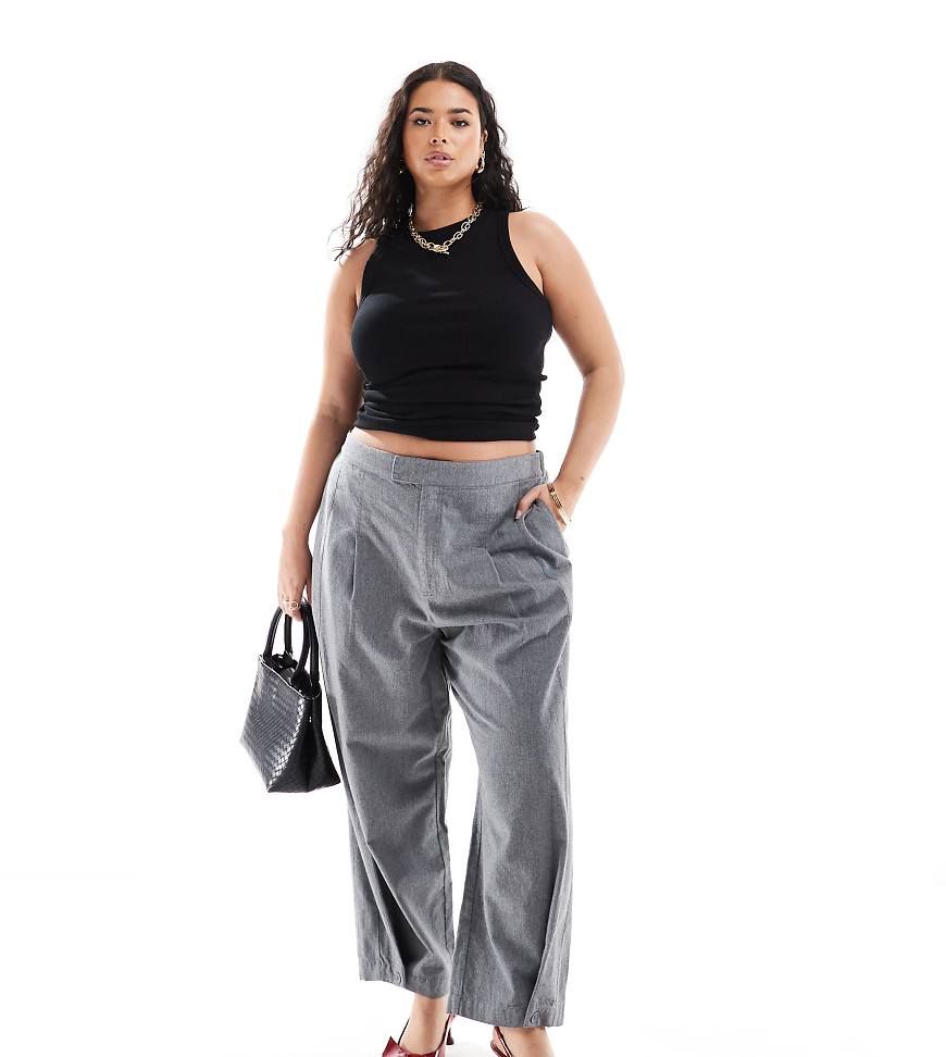 ASOS DESIGN Curve - Flanellhose in Grau mit abgerundetem Beinschnitt ASOS DESIGN Curve - Flanellhose in Grau mit abgerundetem Beinschnitt von ASOS Curve