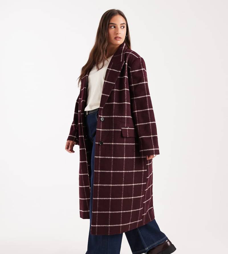 ASOS DESIGN Curve - Formeller Longline-Mantel in Burgunderrot kariert ASOS DESIGN Curve - Formeller Longline-Mantel in Burgunderrot kariert von ASOS Curve