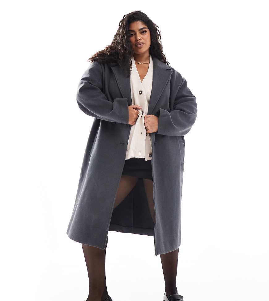 ASOS DESIGN Curve - Formeller Mantel zum Überziehen in Anthrazit-Schwarz von ASOS Curve