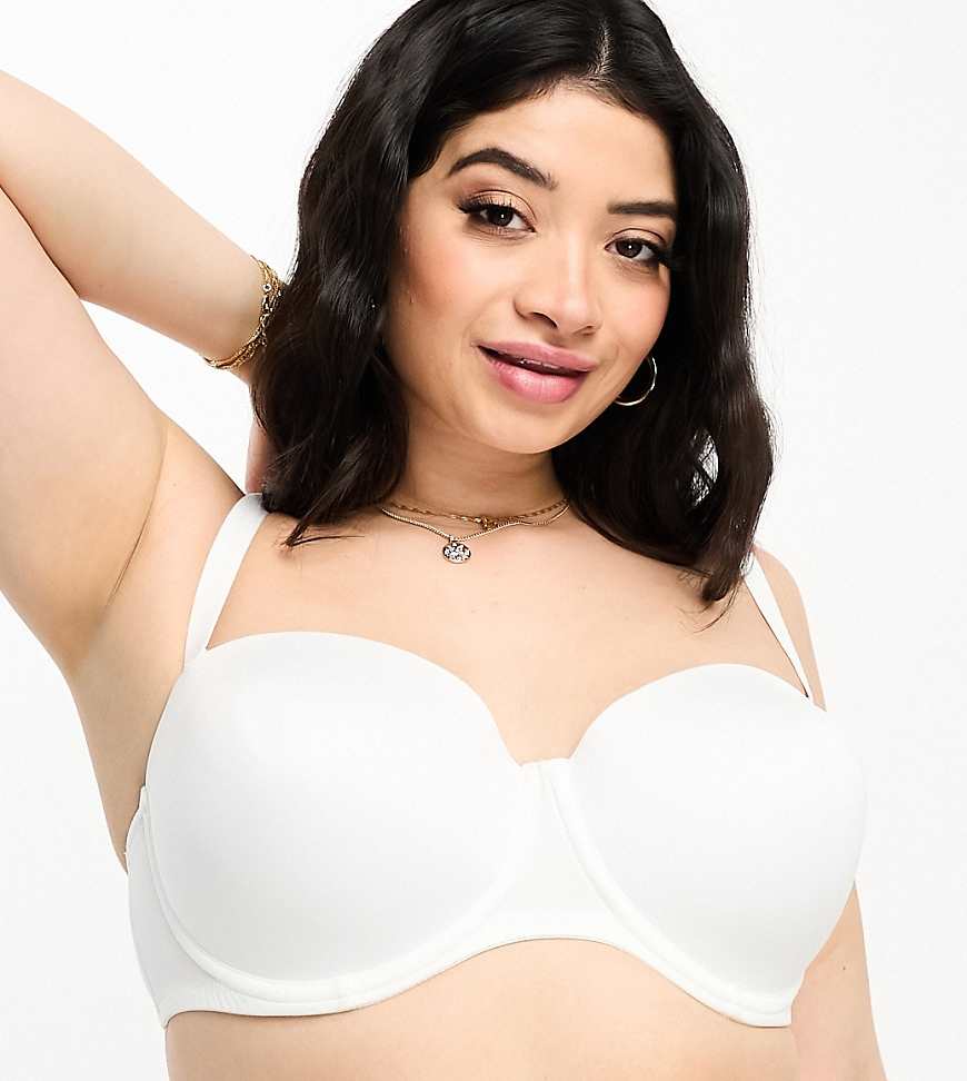 ASOS DESIGN Curve - Geformter, trägerloser Multifunktions-BH aus Mikrofaser in Weiß von ASOS Curve