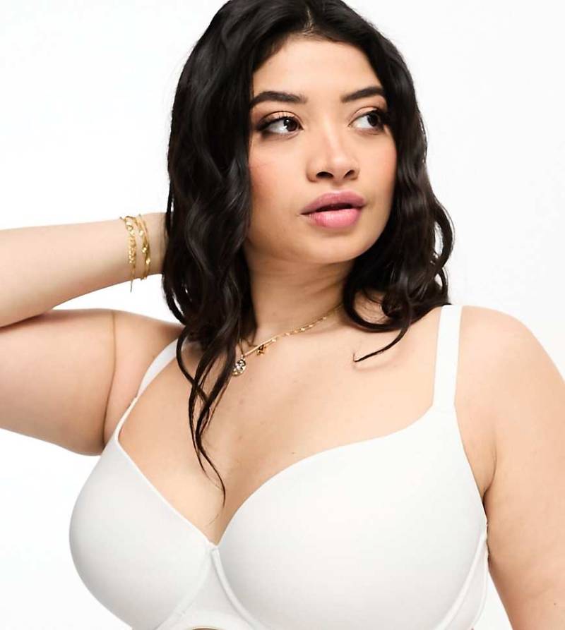 ASOS DESIGN Curve - Geformter T-Shirt-BH aus Mikrofaser in Weiß von ASOS Curve