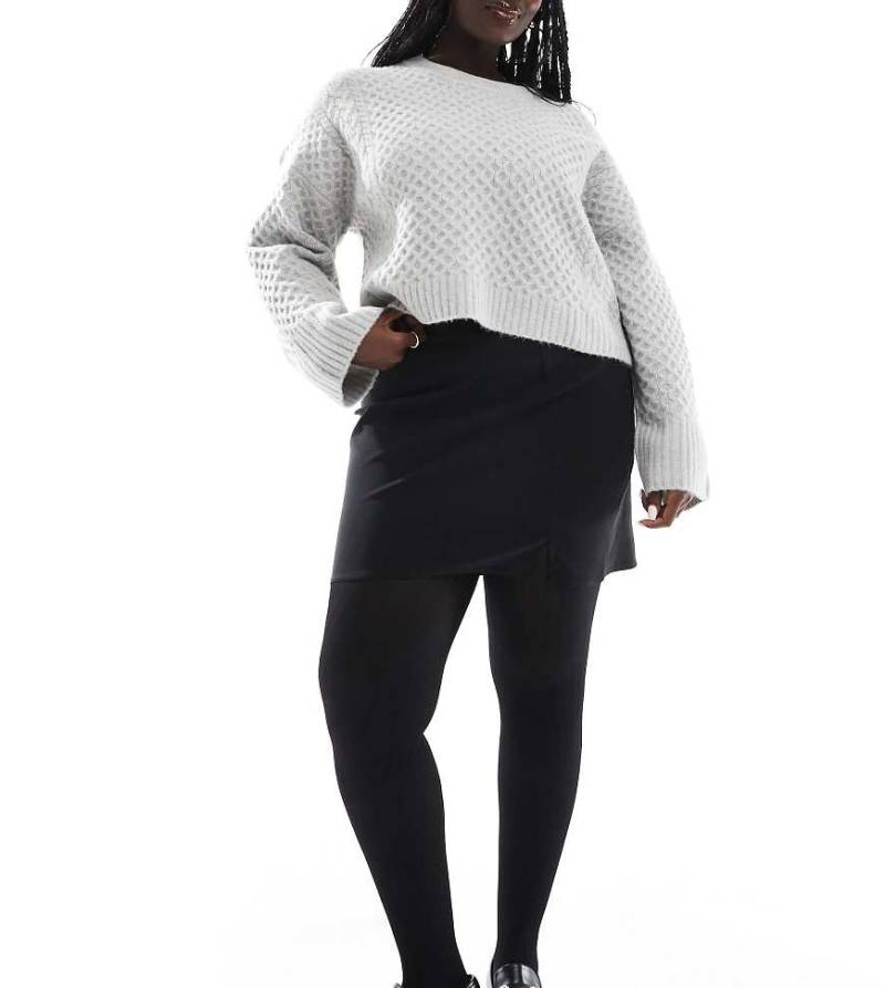 ASOS DESIGN Curve - Gerippte Strumpfhose in Schwarz von ASOS Curve