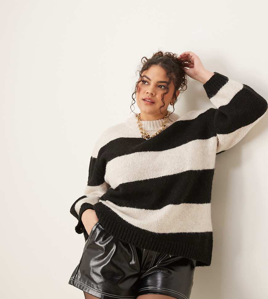ASOS DESIGN Curve - Gestreifter Oversize-Pullover mit Rundhalsausschnitt-Bunt ASOS DESIGN Curve - Gestreifter Oversize-Pullover mit Rundhalsausschnitt-Bunt von ASOS Curve