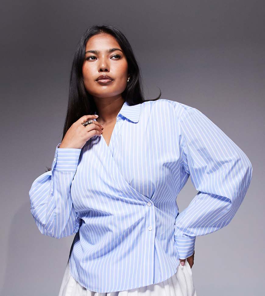 ASOS DESIGN Curve - Gestreiftes Wickelhemd mit Cocoon-Ärmeln-Bunt ASOS DESIGN Curve - Gestreiftes Wickelhemd mit Cocoon-Ärmeln-Bunt von ASOS Curve