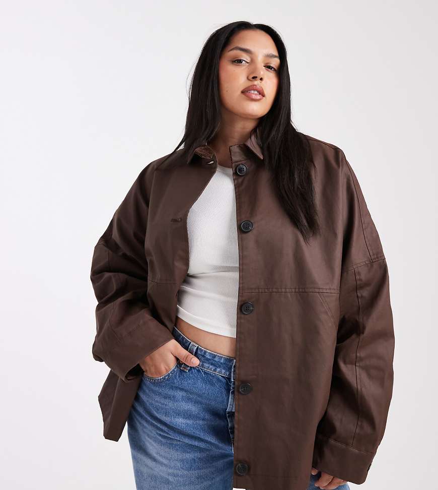 ASOS DESIGN Curve - Gewachste Harrington-Jacke in Schokobraun-Brown ASOS DESIGN Curve - Gewachste Harrington-Jacke in Schokobraun-Brown von ASOS Curve
