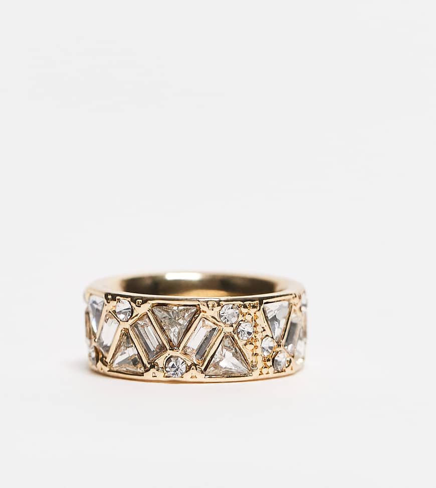 ASOS DESIGN Curve - Goldfarbener Ring mit Kristallmix-Detail ASOS DESIGN Curve - Goldfarbener Ring mit Kristallmix-Detail von ASOS Curve