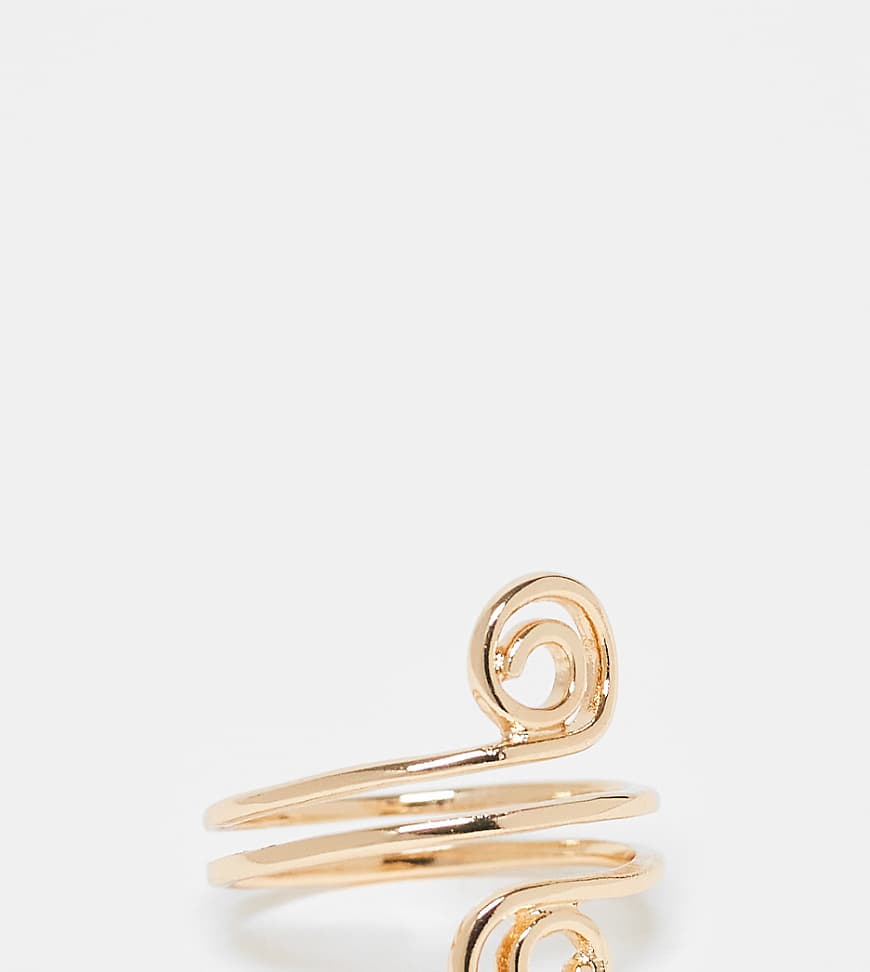 ASOS DESIGN Curve - Goldfarbener Ring mit doppeltem Spiraldesign von ASOS Curve
