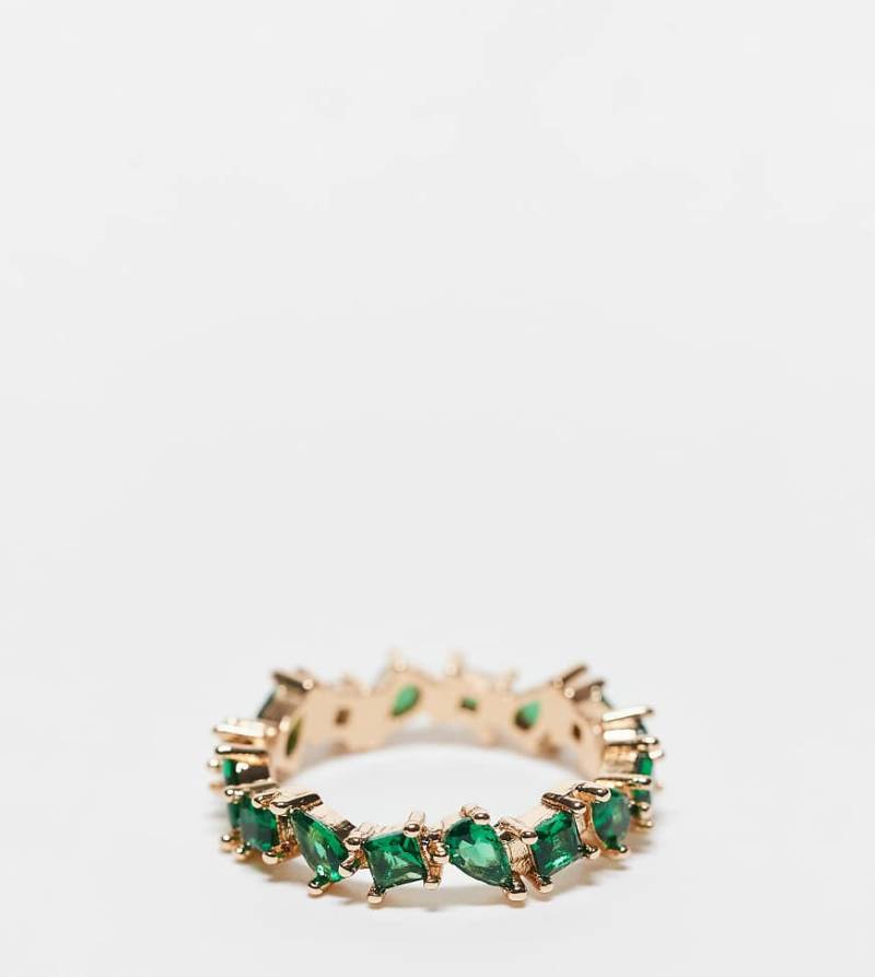 ASOS DESIGN Curve - Goldfarbener Ring mit smaragdgrünen Kristallen in verschiedenen Formen von ASOS Curve