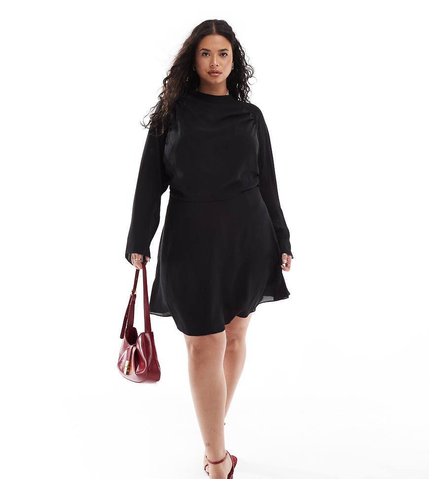 ASOS DESIGN Curve - Hochgeschlossenes Mini-Freizeitkleid in Schwarz ASOS DESIGN Curve - Hochgeschlossenes Mini-Freizeitkleid in Schwarz von ASOS Curve
