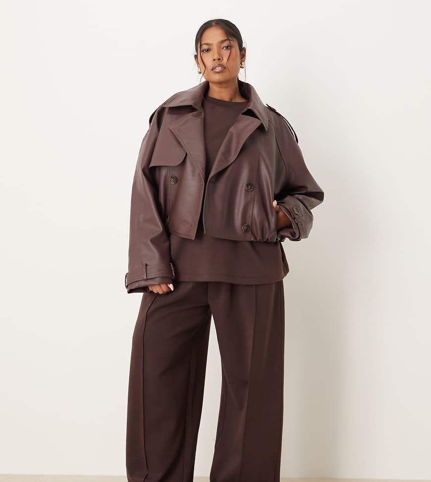 ASOS DESIGN Curve - Hose aus Interlock-Stoff in Schokobraun mit weitem Bein-Brown ASOS DESIGN Curve - Hose aus Interlock-Stoff in Schokobraun mit weitem Bein-Brown von ASOS Curve