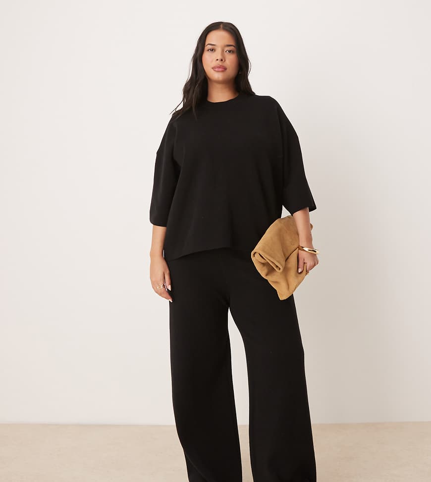 ASOS DESIGN Curve - Hose aus strukturiertem Strick in Schwarz, Kombiteil ASOS DESIGN Curve - Hose aus strukturiertem Strick in Schwarz, Kombiteil von ASOS Curve