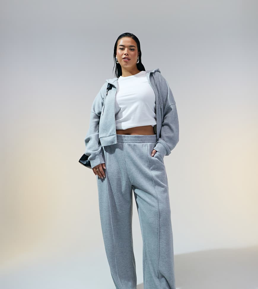 ASOS DESIGN Curve - Hose in Grau meliert mit Waffelstruktur, Kombiteil ASOS DESIGN Curve - Hose in Grau meliert mit Waffelstruktur, Kombiteil von ASOS Curve