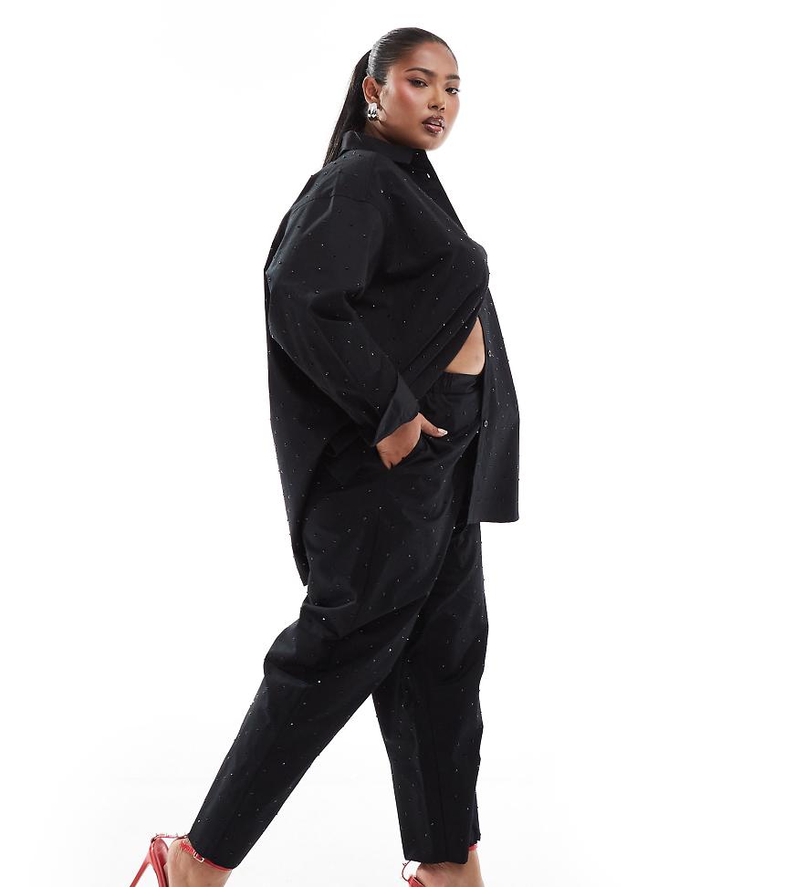 ASOS DESIGN Curve - Hose in Schwarz mit Strassverzierung, Kombiteil von ASOS Curve