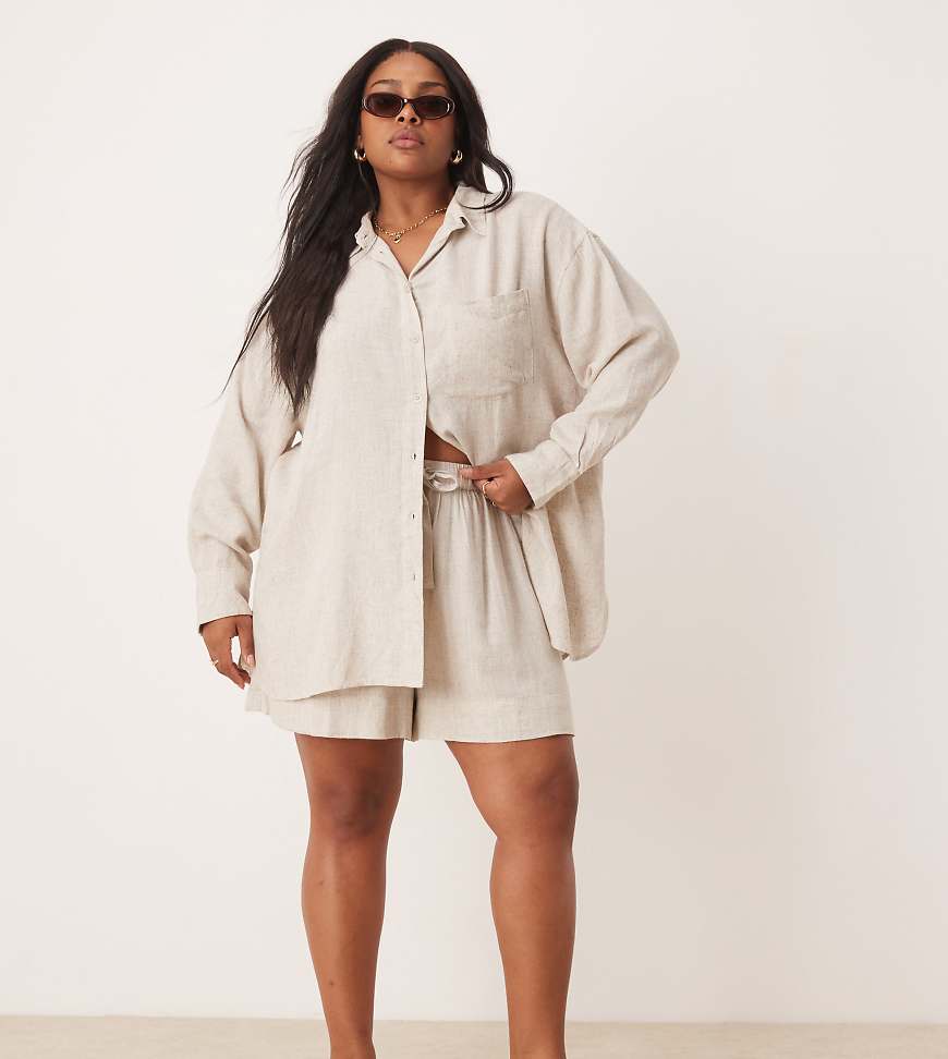 ASOS DESIGN Curve - Isabel - Kombinierbare Strand-Shorts in Leinenoptik, in neutralem Farbton ASOS DESIGN Curve - Isabel - Kombinierbare Strand-Shorts in Leinenoptik, in neutralem Farbton von ASOS Curve