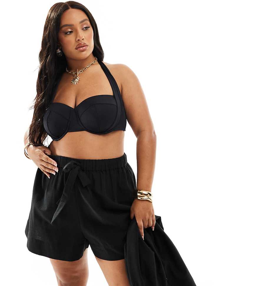 ASOS DESIGN Curve - Isabel - Mix and Match - Strand-Shorts in schwarzer Leinenoptik ASOS DESIGN Curve - Isabel - Mix and Match - Strand-Shorts in schwarzer Leinenoptik von ASOS Curve