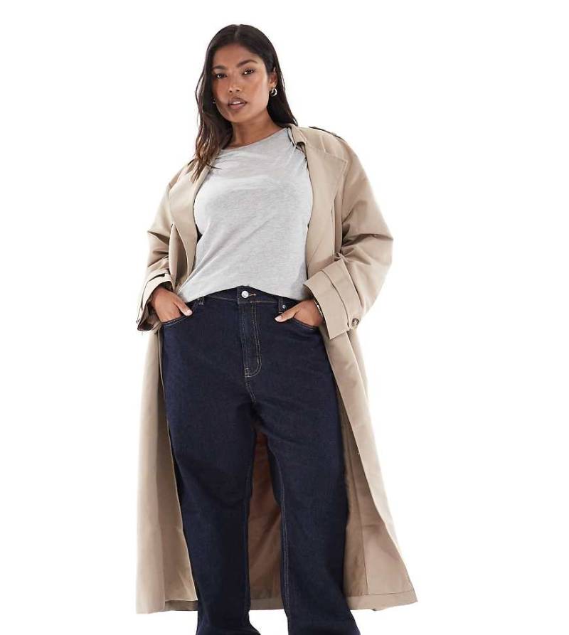 ASOS DESIGN Curve - Jeans aus Comfort-Stretch-Denim in Rinse-Waschung mit geradem Bein-Marineblau von ASOS Curve