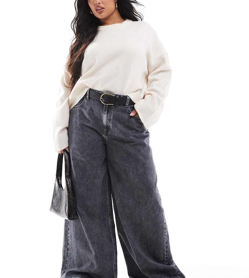 ASOS DESIGN Curve - Jeans in Grau mit weitem Bein von ASOS Curve