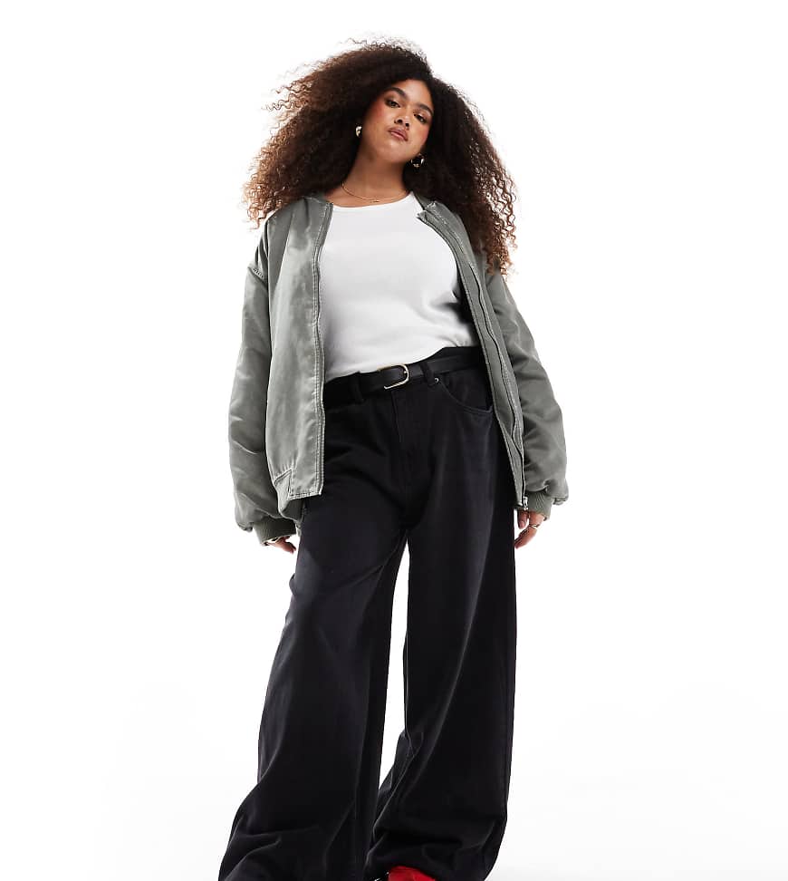 ASOS DESIGN Curve - Jeans in Schwarz mit weitem Bein von ASOS Curve