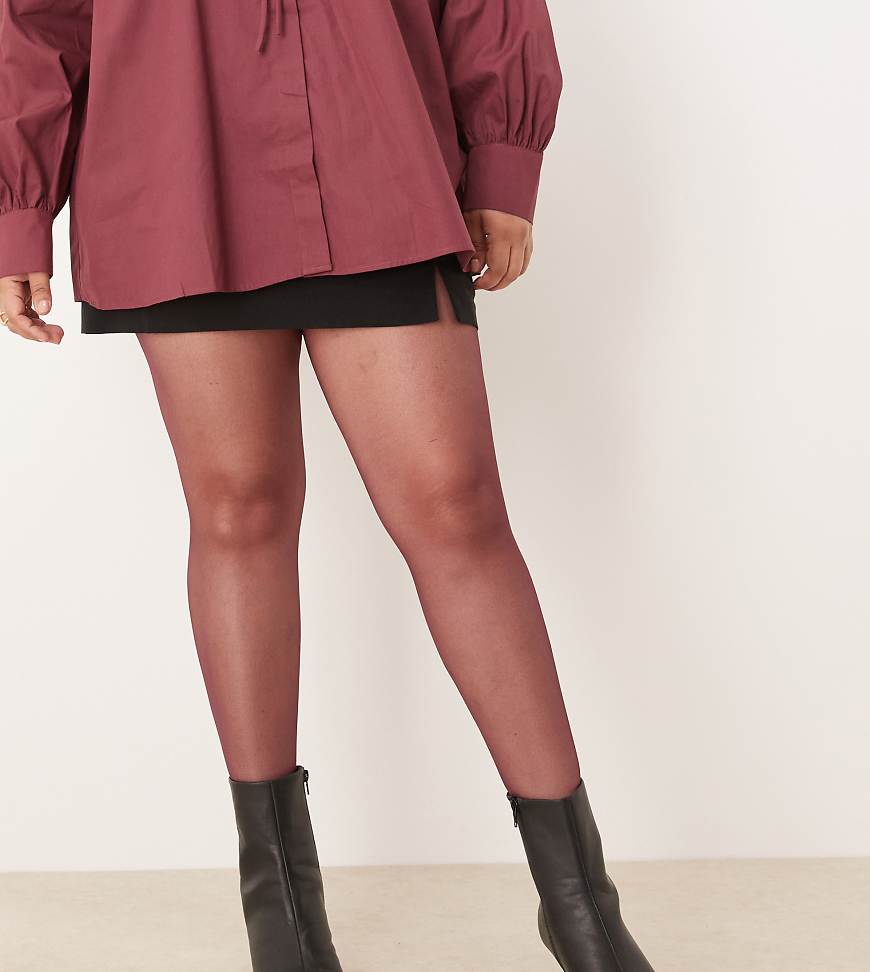 ASOS DESIGN Curve - Jive - Superelastische Strumpfhose in Burgunderrot mit Ziernaht auf der Rückseite von ASOS Curve