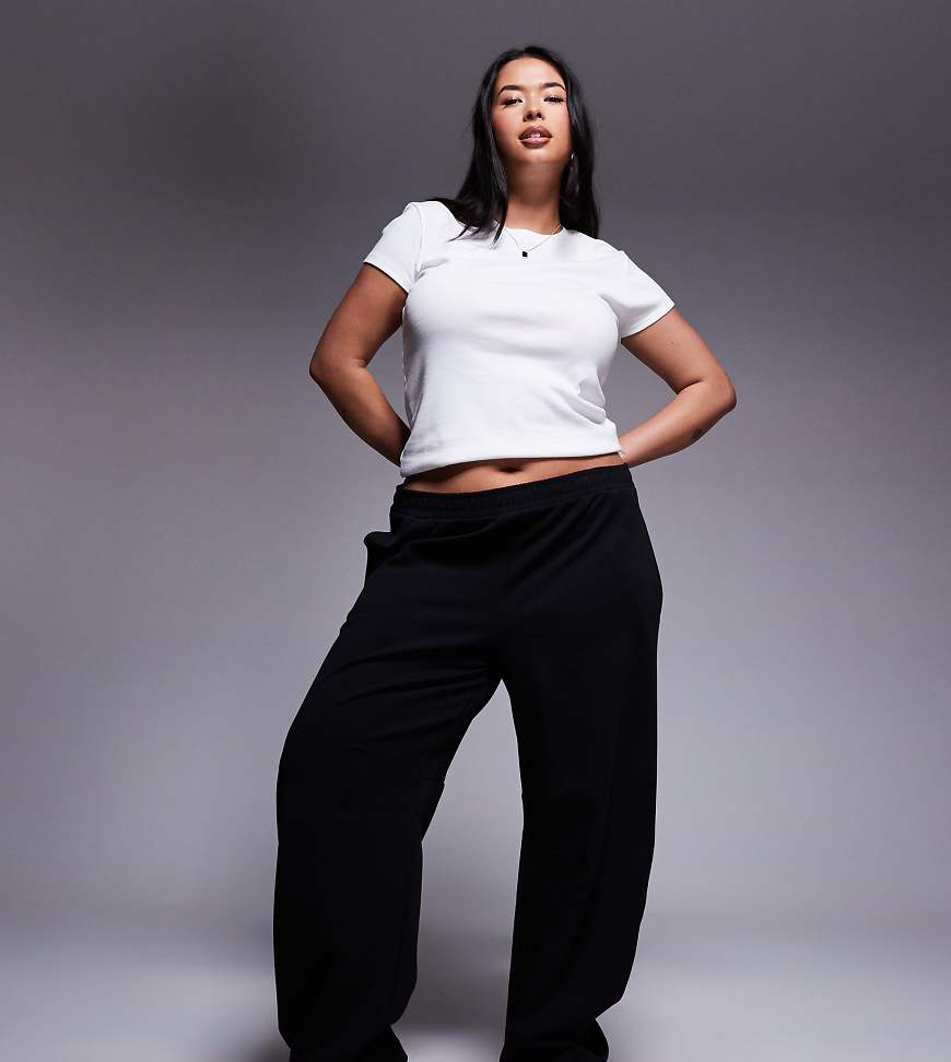 ASOS DESIGN Curve - Jogginghose aus Interlock in Schwarz mit weitem, abgerundetem Bein ASOS DESIGN Curve - Jogginghose aus Interlock in Schwarz mit weitem, abgerundetem Bein von ASOS Curve