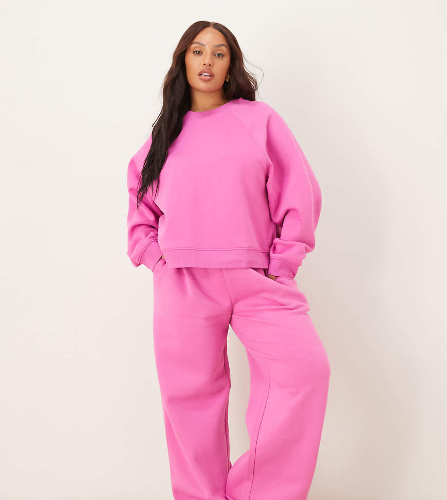 ASOS DESIGN Curve - Jogginghose in Rosa mit weicher Innenseite und weitem Bein ASOS DESIGN Curve - Jogginghose in Rosa mit weicher Innenseite und weitem Bein von ASOS Curve