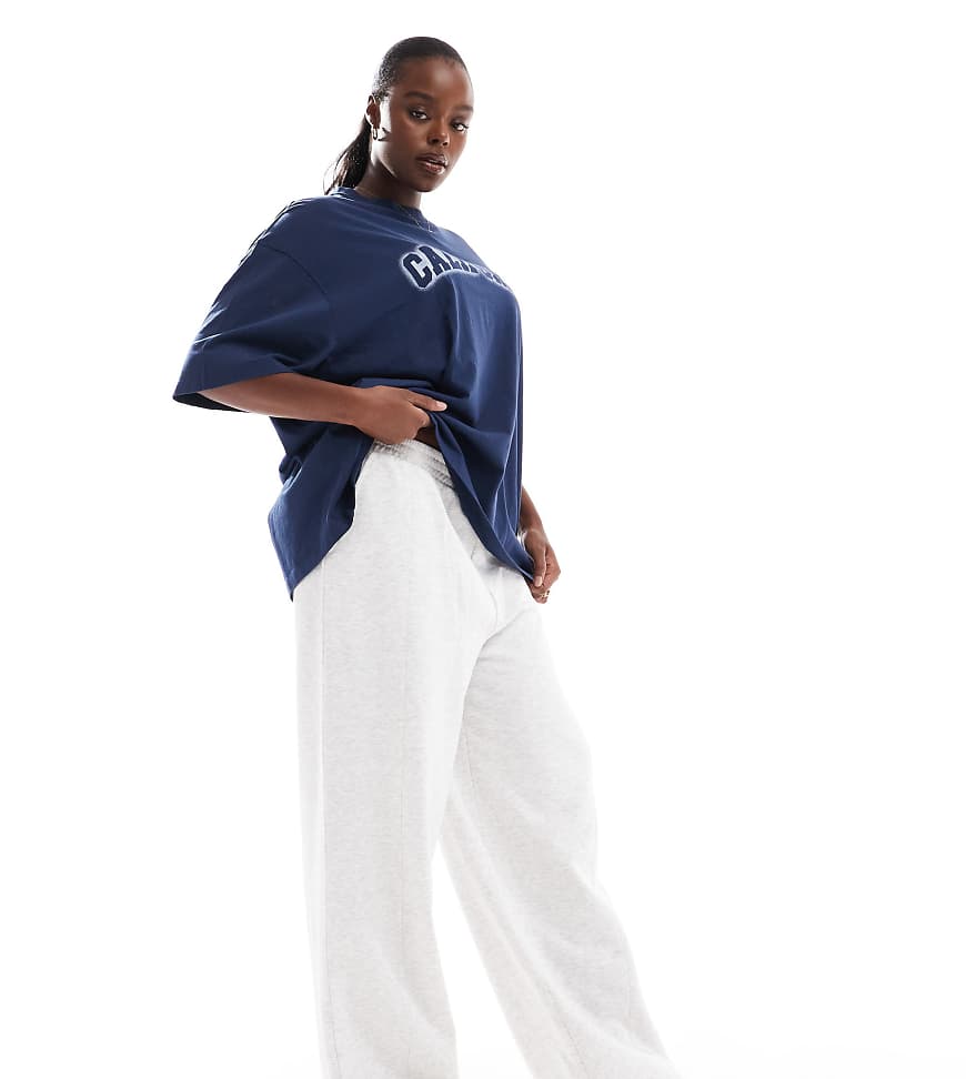 ASOS DESIGN Curve - Jogginghose mit geradem Bein in Eisgrau meliert von ASOS Curve