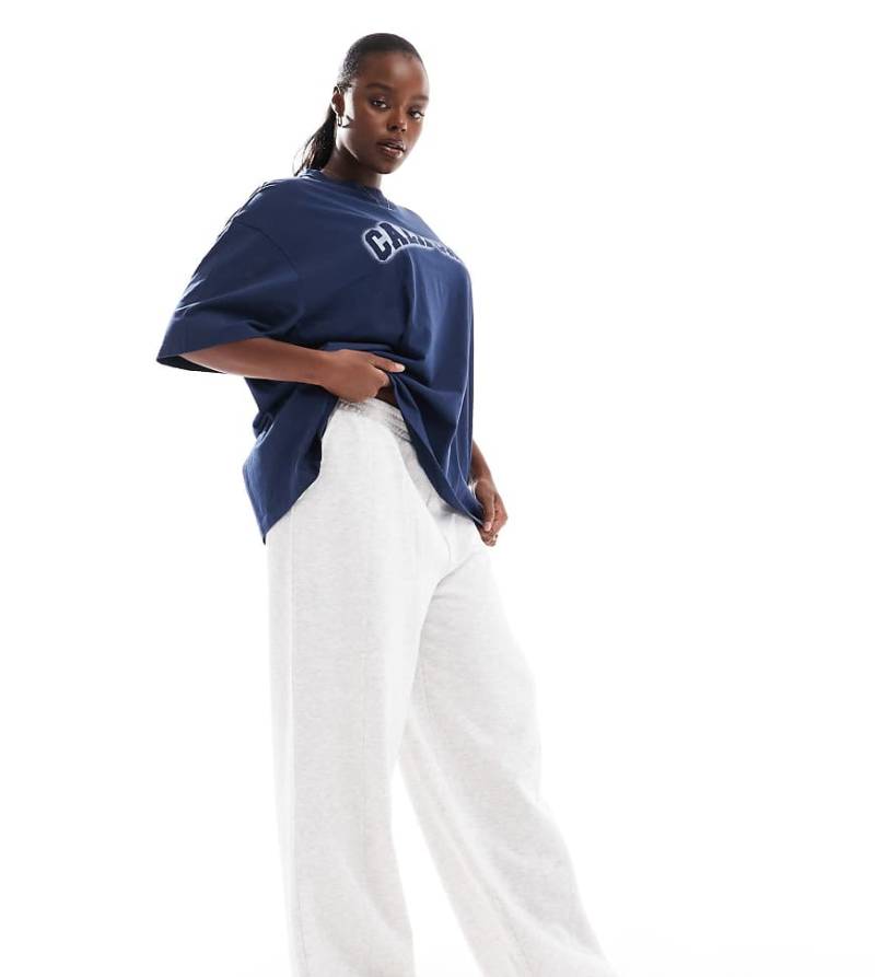 ASOS DESIGN Curve - Jogginghose mit geradem Bein in Eisgrau meliert von ASOS Curve