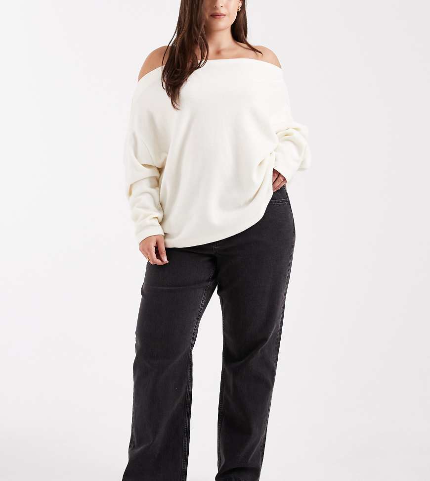 ASOS DESIGN Curve - Knöchellange, gerade geschnittene Jeans mit Comfort-Stretch in dunkler Waschung-Blau von ASOS Curve