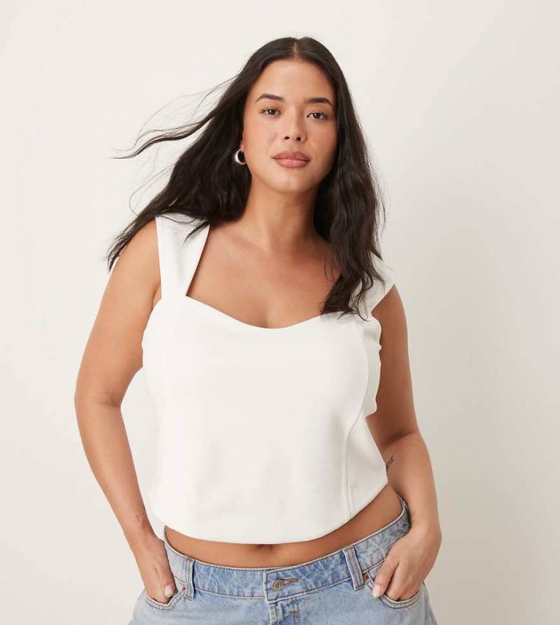 ASOS DESIGN Curve - Korsett-Oberteil aus Ponté-Stoff in Elfenbeinweiß von ASOS Curve