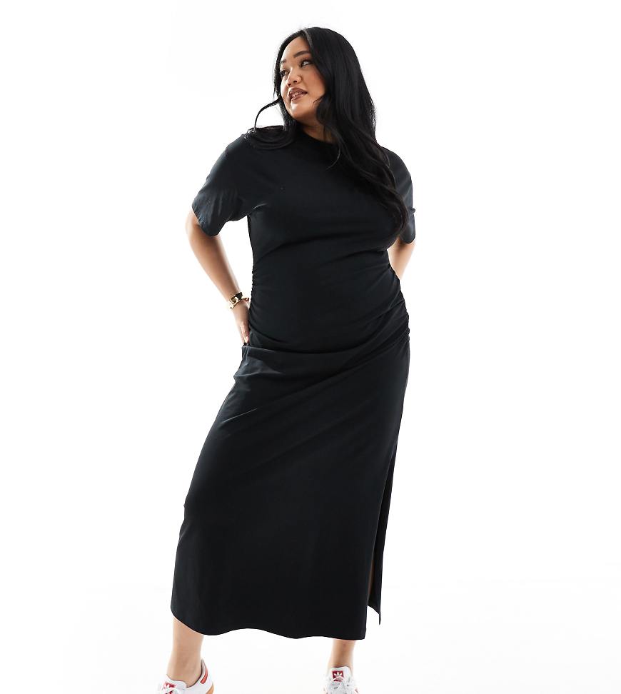 ASOS DESIGN Curve - Langärmliges, knapp geschnittenes Netzstoff-Shirt mit Leopardengesicht-Grafikprint-Schwarz von ASOS Curve