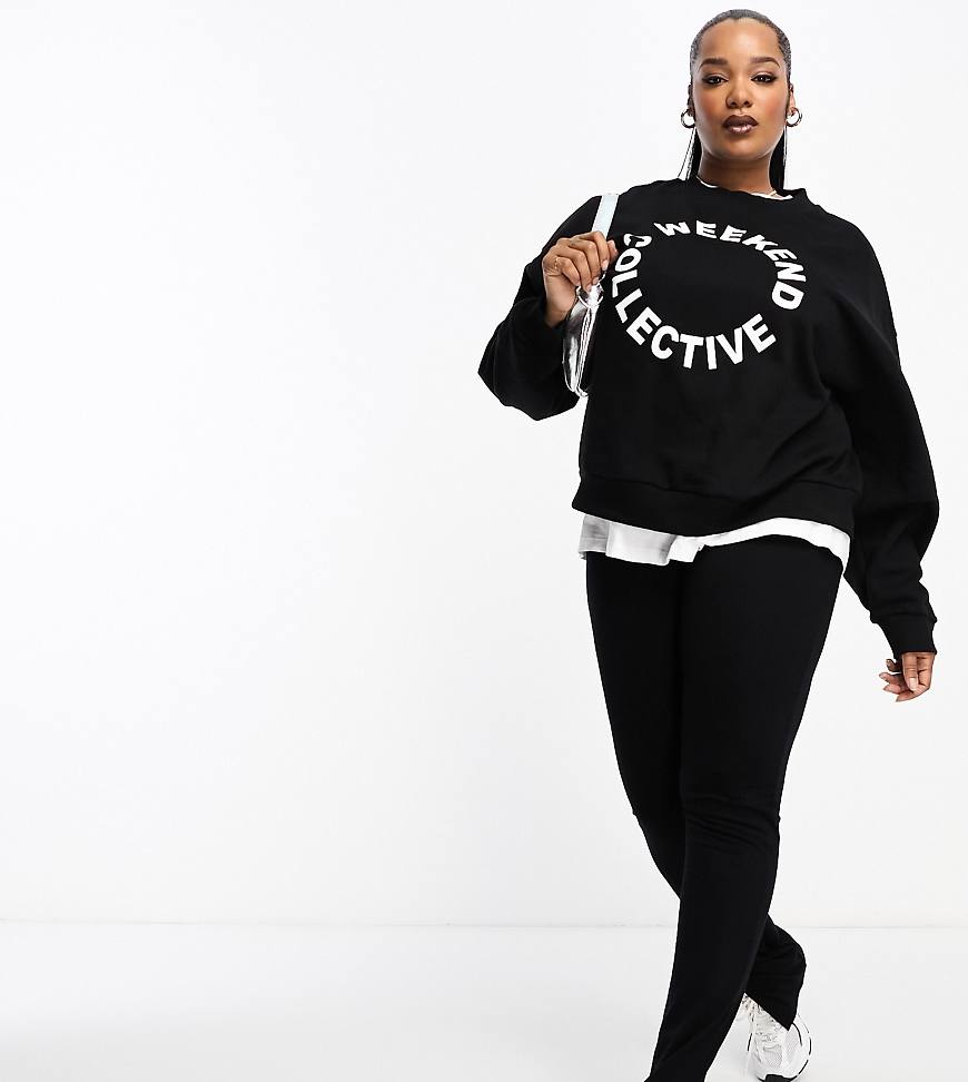 ASOS DESIGN Curve - Leggings in Schwarz mit seitlichem Schlitz ASOS DESIGN Curve - Leggings in Schwarz mit seitlichem Schlitz von ASOS Curve