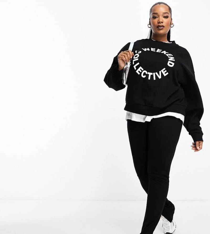 ASOS DESIGN Curve - Leggings in Schwarz mit seitlichem Schlitz von ASOS Curve