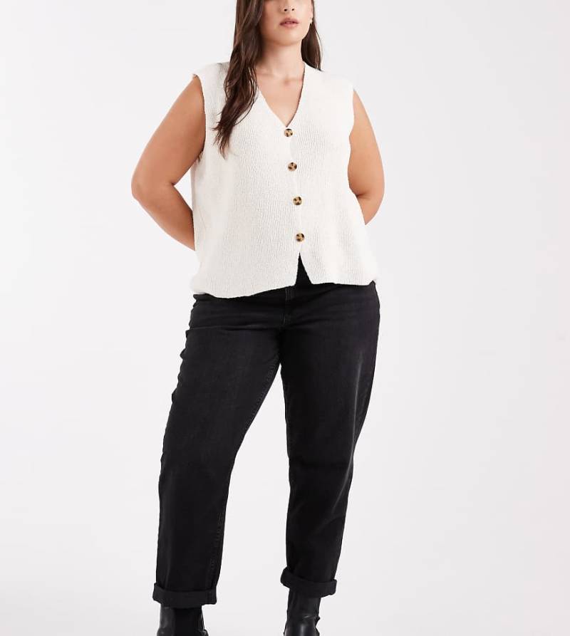 ASOS DESIGN Curve - Locker geschnittene Mom-Jeans in Schwarz mit hohem Bund von ASOS Curve