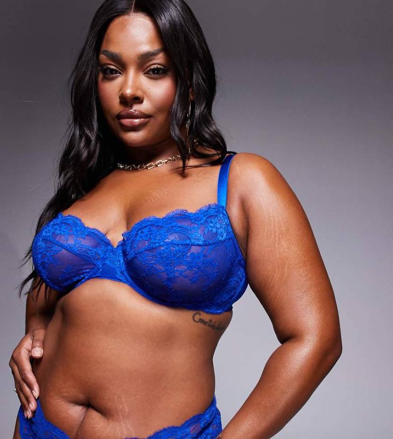 ASOS DESIGN Curve - Lola - Bügel-BH aus Spitze in Kobaltblau von ASOS Curve