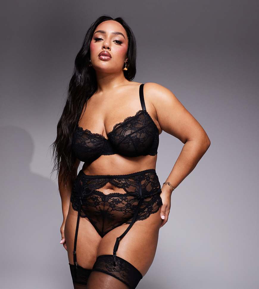 ASOS DESIGN Curve - Lola - Bügel-BH aus Spitze in Schwarz von ASOS Curve