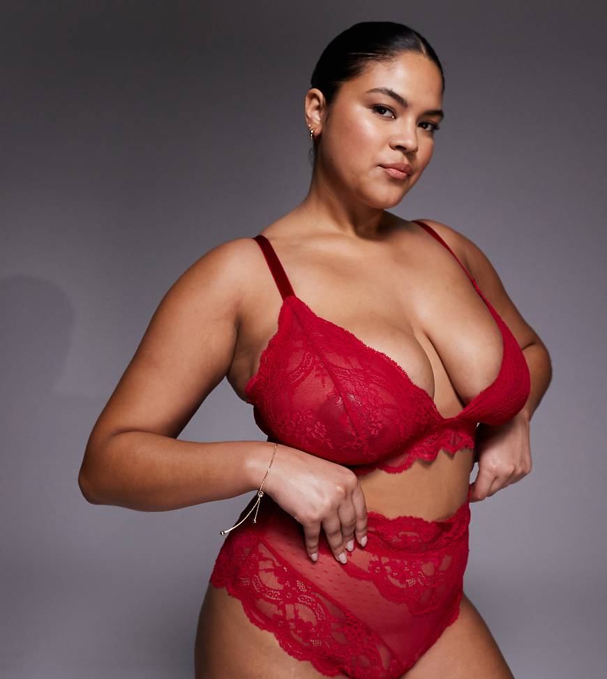 ASOS DESIGN Curve - Lola - Longline-Bustier aus Spitze in Kirschrot von ASOS Curve