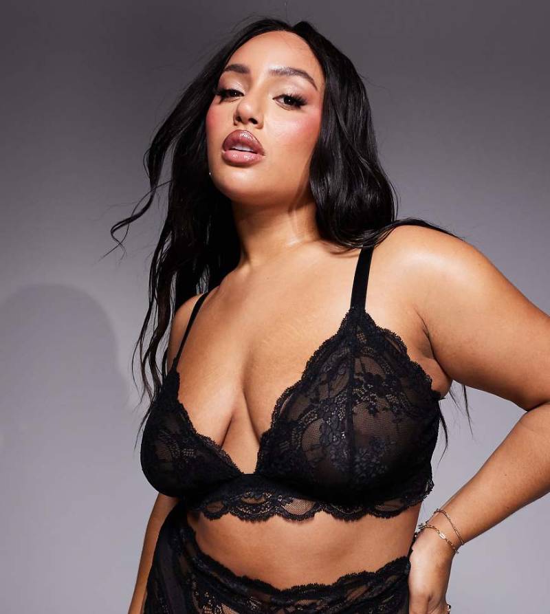 ASOS DESIGN Curve - Lola - Longline-Bustier aus Spitze in Schwarz von ASOS Curve