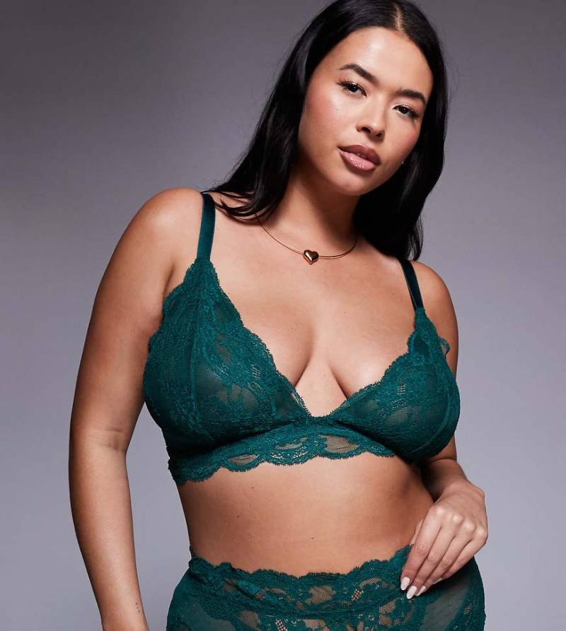 ASOS DESIGN Curve - Lola - Longline-Bustier aus Spitze in Tannengrün von ASOS Curve