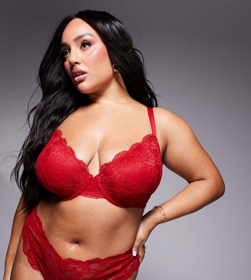 ASOS DESIGN Curve - Lola - Push-up-BH aus Spitze in Rot ASOS DESIGN Curve - Lola - Push-up-BH aus Spitze in Rot von ASOS Curve
