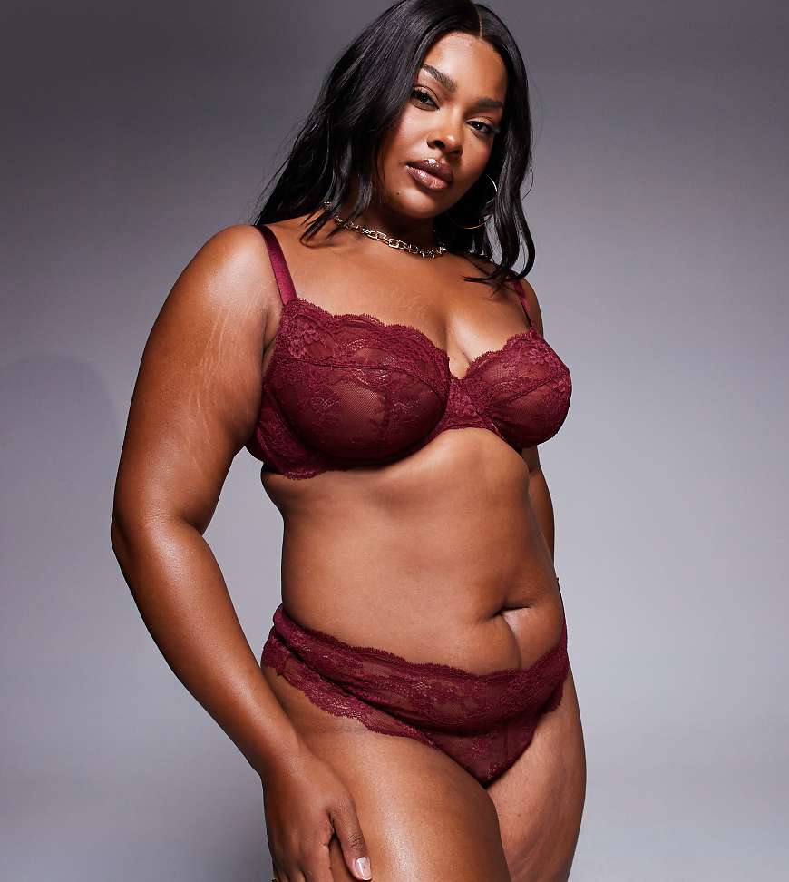 ASOS DESIGN Curve - Lola - Spitzentanga in Burgunderrot ASOS DESIGN Curve - Lola - Spitzentanga in Burgunderrot von ASOS Curve