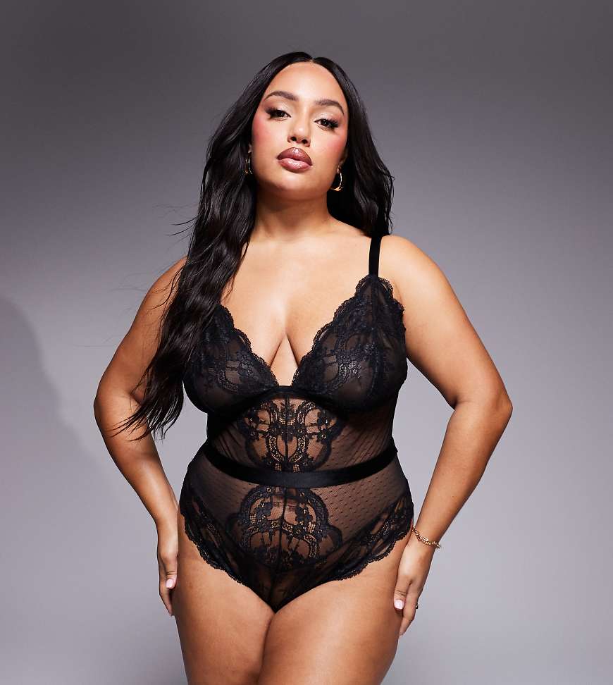 ASOS DESIGN Curve - Lola - Weicher Spitzenbody in Schwarz ASOS DESIGN Curve - Lola - Weicher Spitzenbody in Schwarz von ASOS Curve