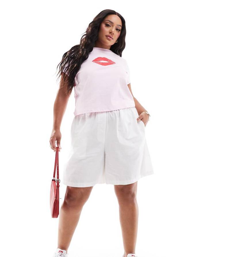 ASOS DESIGN Curve - Longline-Boxershorts in Weiß von ASOS Curve