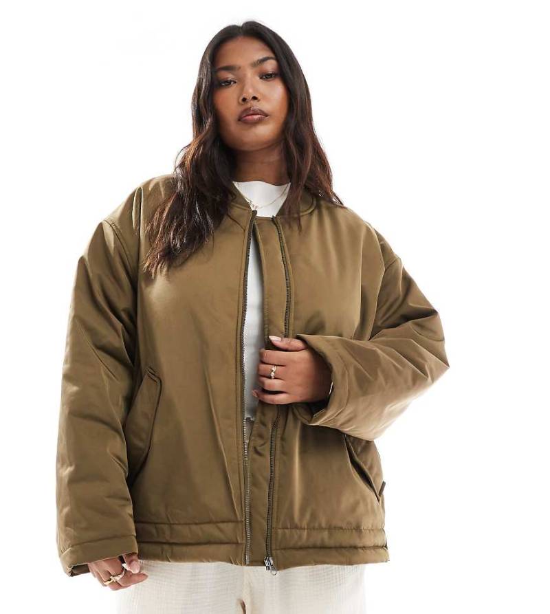 ASOS DESIGN Curve - MA1 - Schlichte Bomberjacke in Khaki-Keine Farbe von ASOS Curve