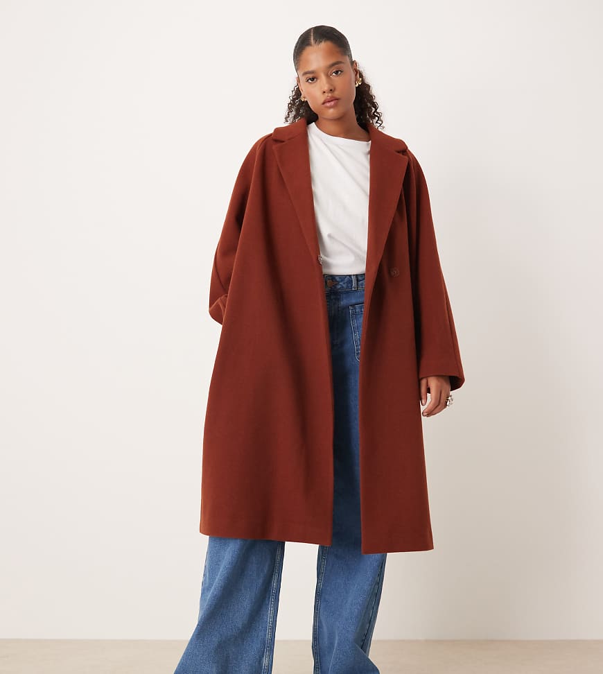 ASOS DESIGN Curve - Mantel zum Überziehen in Rostrot-Keine Farbe von ASOS Curve
