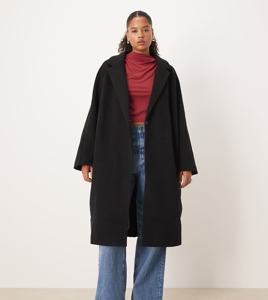 ASOS DESIGN Curve - Mantel zum Überziehen in Schwarz von ASOS Curve
