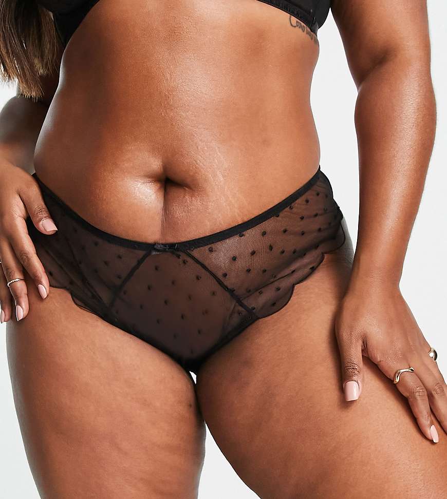 ASOS DESIGN Curve - Margot - Bestickter Slip in Schwarz mit Bogenkante und hoher Taille ASOS DESIGN Curve - Margot - Bestickter Slip in Schwarz mit Bogenkante und hoher Taille von ASOS Curve