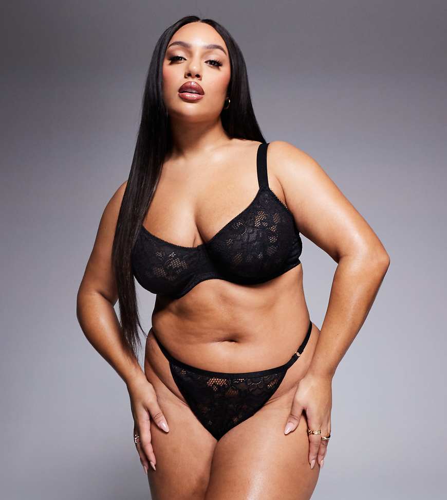 ASOS DESIGN Curve - Margot - Spitzen-Tanga in Schwarz von ASOS Curve