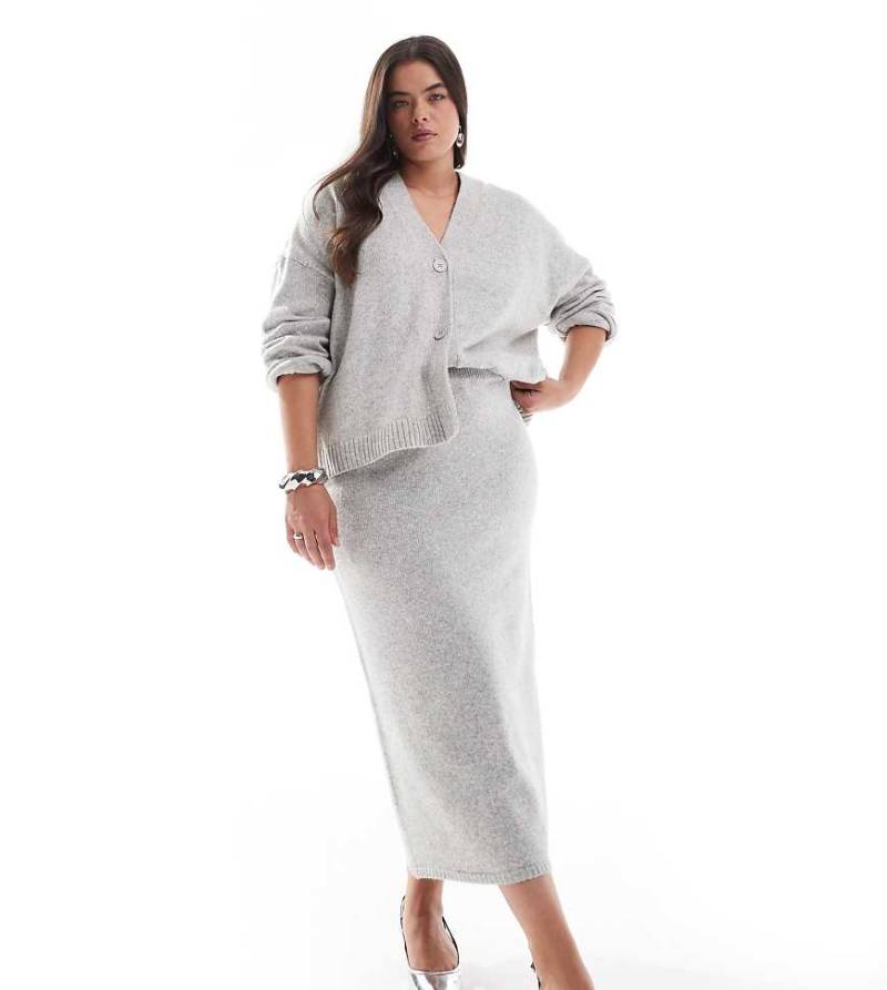 ASOS DESIGN Curve - Maxi-Strickrock in Grau, Kombiteil von ASOS Curve