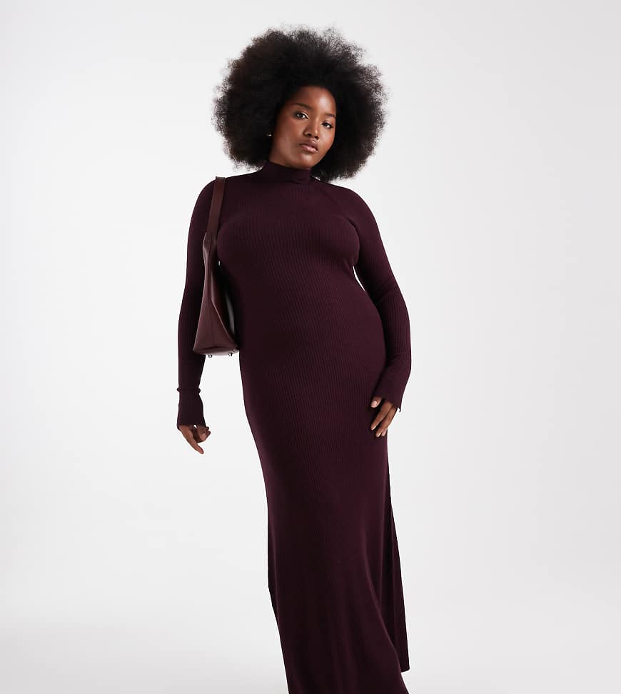 ASOS DESIGN Curve - Maxikleid aus feinem Strick in Pflaumenlila mit geripptem Detail ASOS DESIGN Curve - Maxikleid aus feinem Strick in Pflaumenlila mit geripptem Detail von ASOS Curve