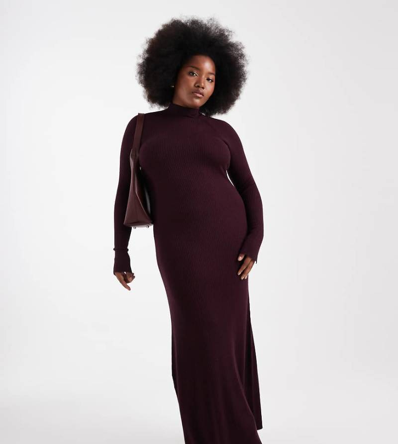 ASOS DESIGN Curve - Maxikleid aus feinem Strick in Pflaumenlila mit geripptem Detail ASOS DESIGN Curve - Maxikleid aus feinem Strick in Pflaumenlila mit geripptem Detail von ASOS Curve